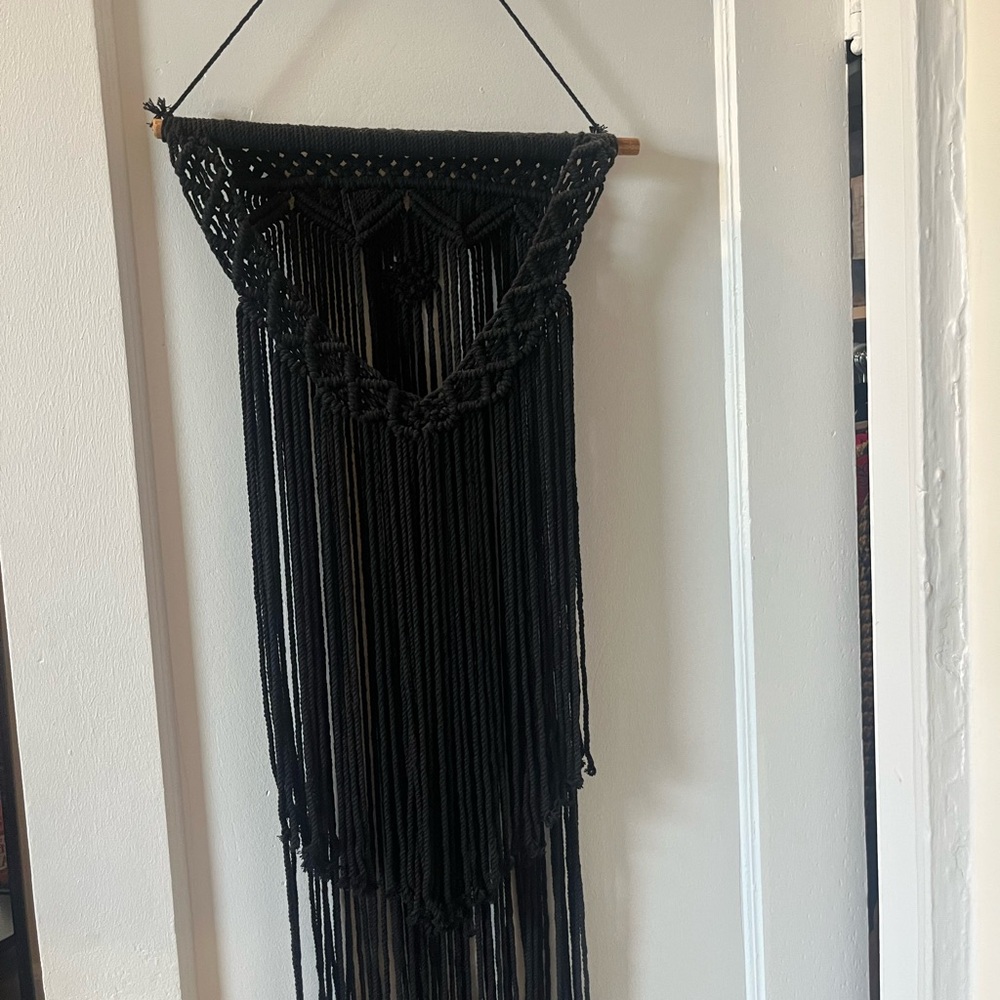 Black macrame wall hanging